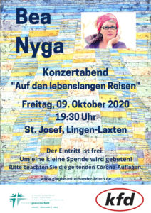 Konzertabend Bea Nyga Freitag 9.10.20 in der Kirche St. Josef Laxten