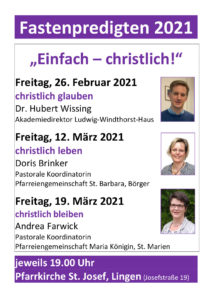 Lingen Fastenpredigten St. Josef Freitags Brinker Farwick Wissing
